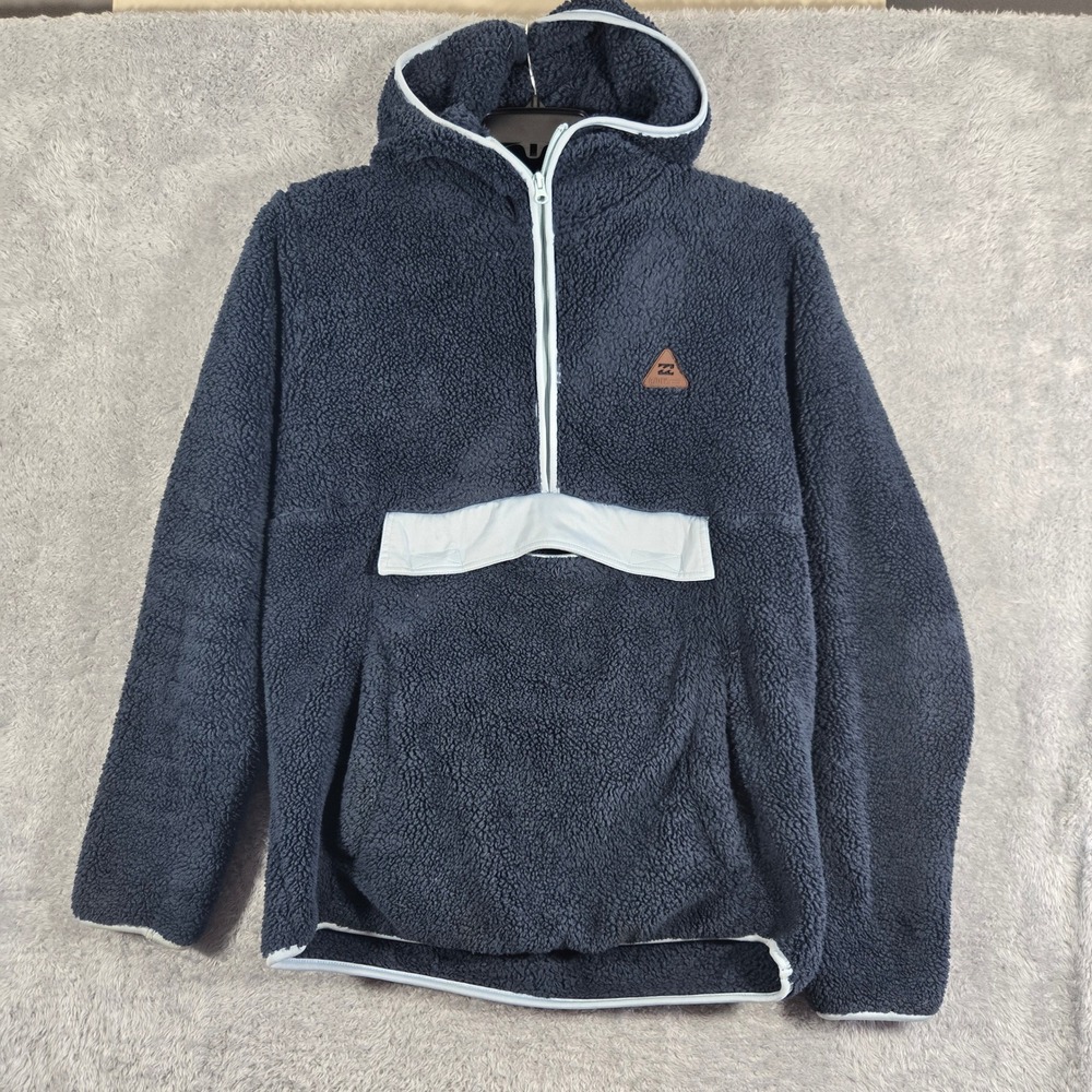 Billabong Adventure Division Mens Navy Sherpa Fleece Quarter Zip Hoodie Medium